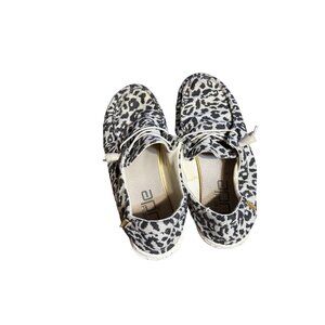 Hey Dude Wendy Woven Cheetah Gray Slip-On Casual Shoes Womens Size 11